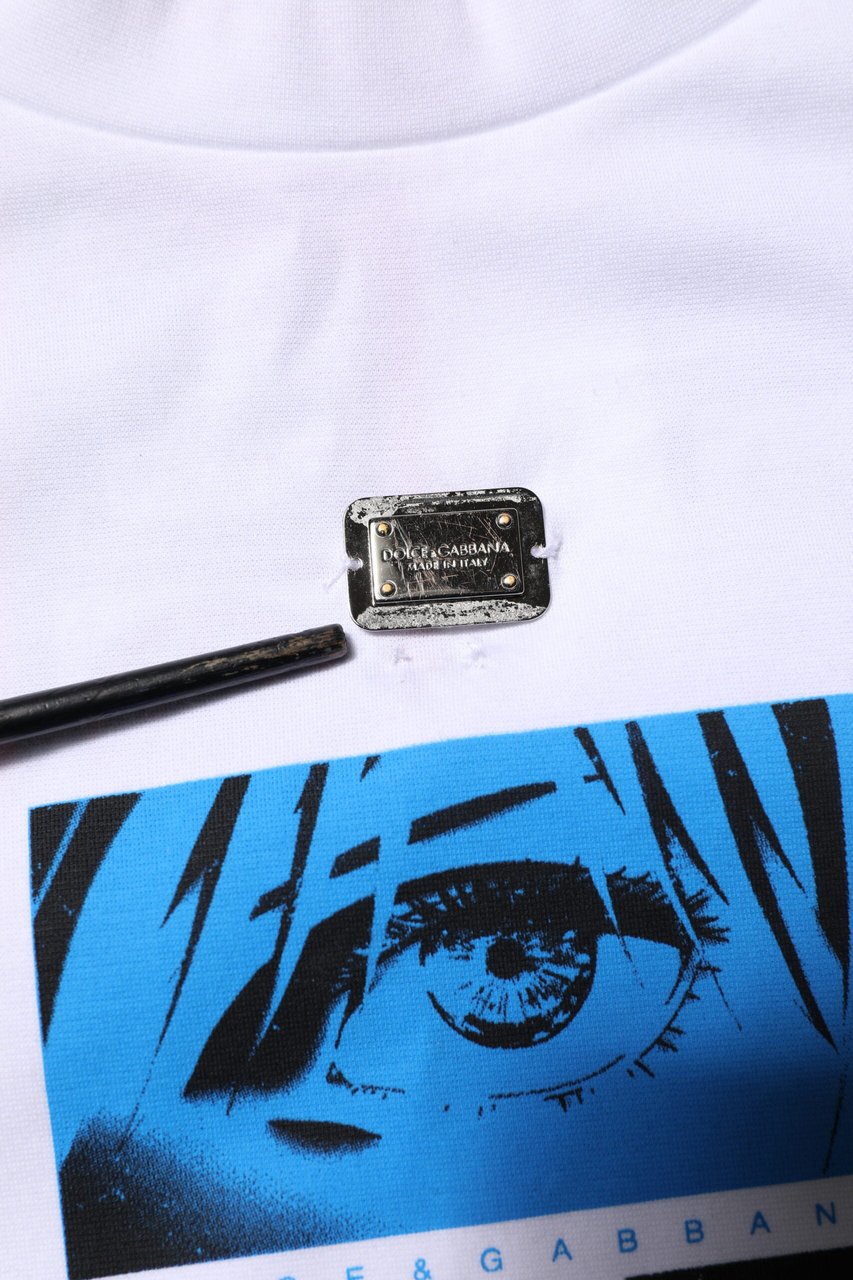 Dolce & Gabbana White Cotton Crew Neck Graphic Print T-shirt Wit