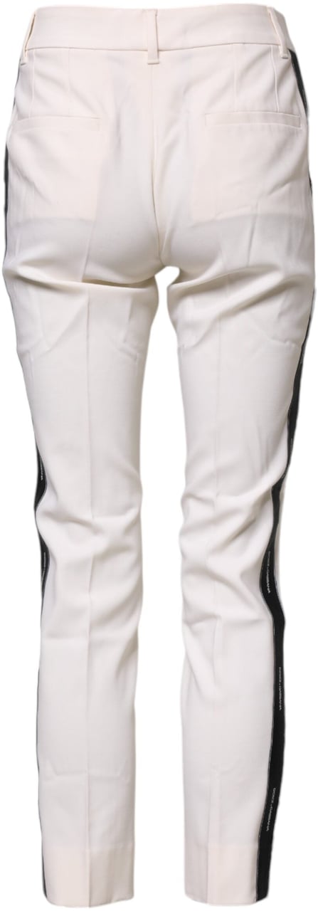 Dolce & Gabbana White Wool Tapered High Waist Pants Wit
