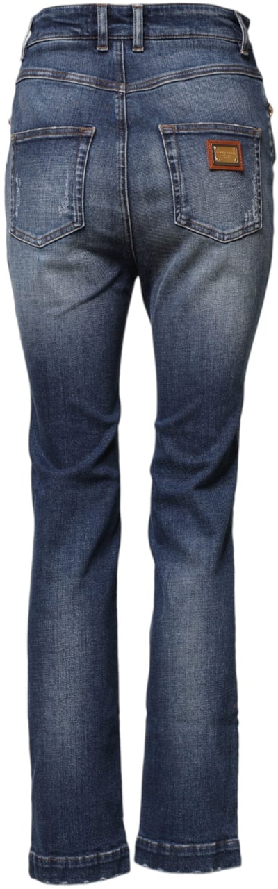 Dolce & Gabbana Blue Rhinestone Embellished Denim Jeans Blauw