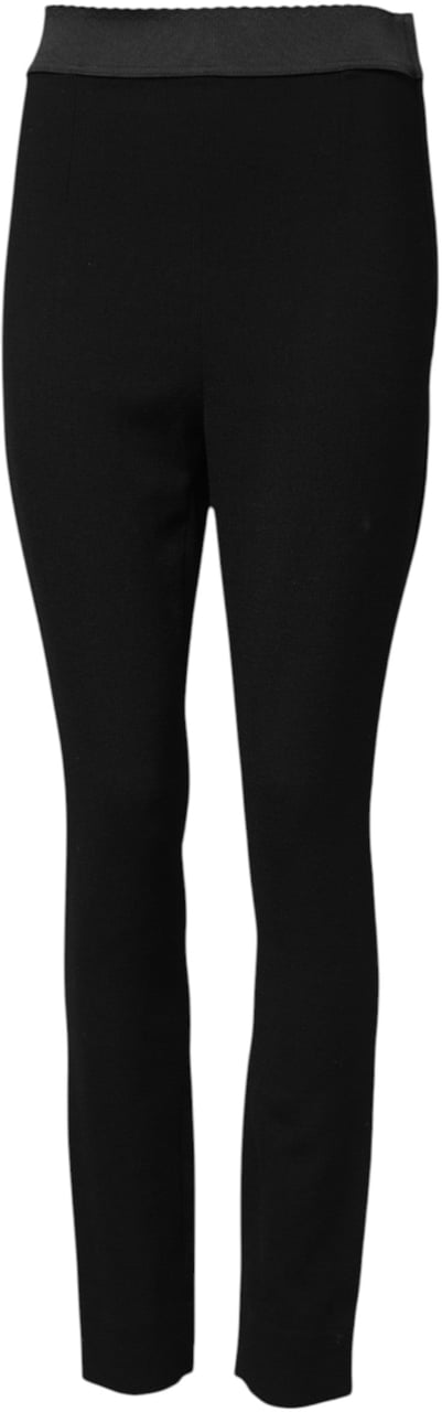 Dolce & Gabbana Black Wool Leggings Stretch Pants Zwart
