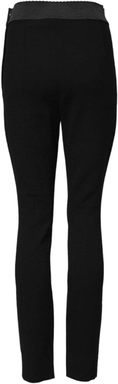 Dolce & Gabbana Black Wool Leggings Stretch Pants Zwart