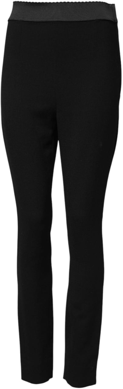 Dolce & Gabbana Black Wool Leggings Stretch Pants Zwart