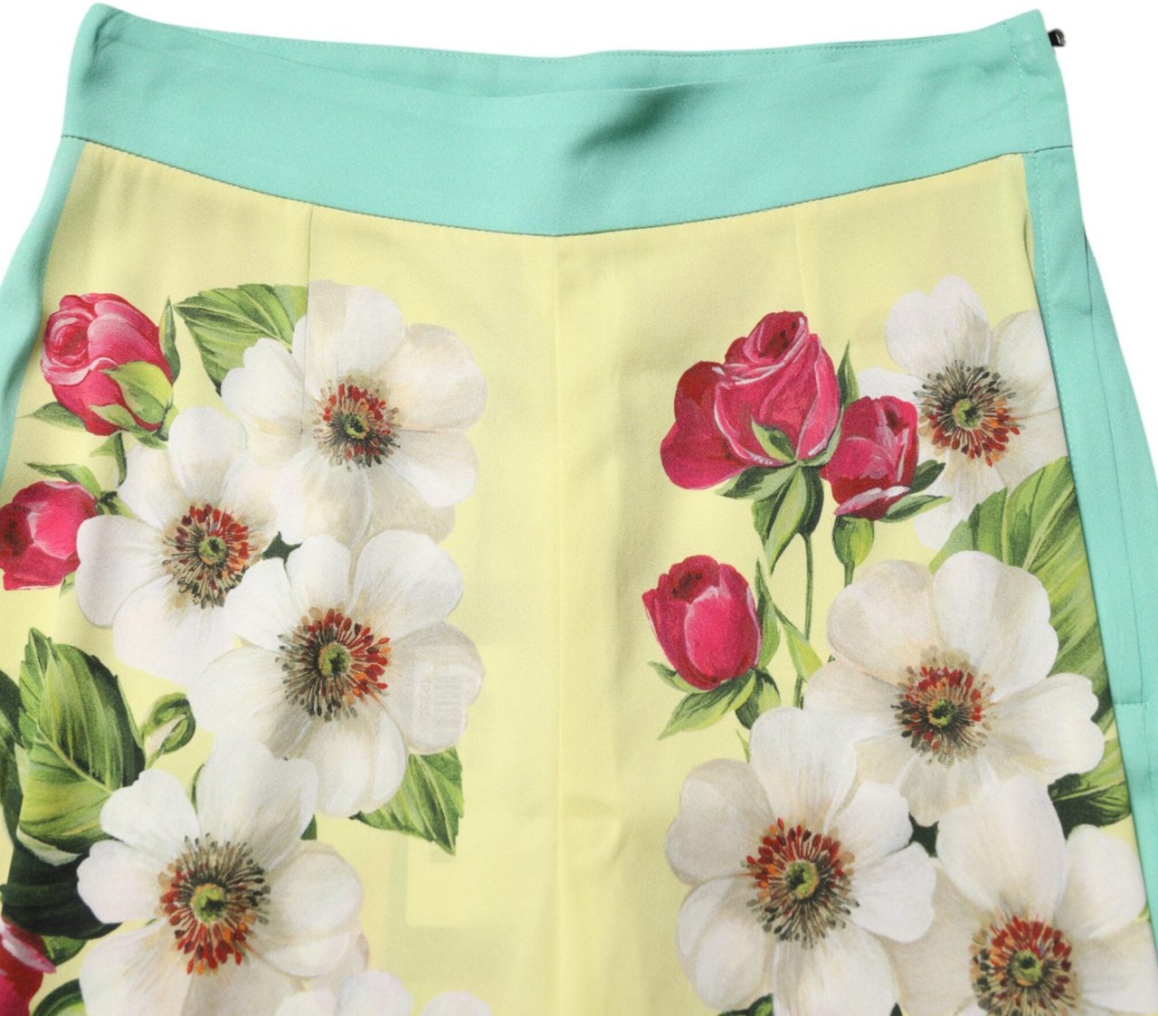 Dolce & Gabbana Yellow Silk Floral Leggings Pants Geel