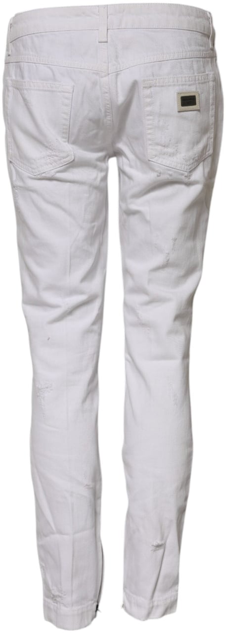 Dolce & Gabbana White Cotton Mid Waisted Women Denim Jeans Wit