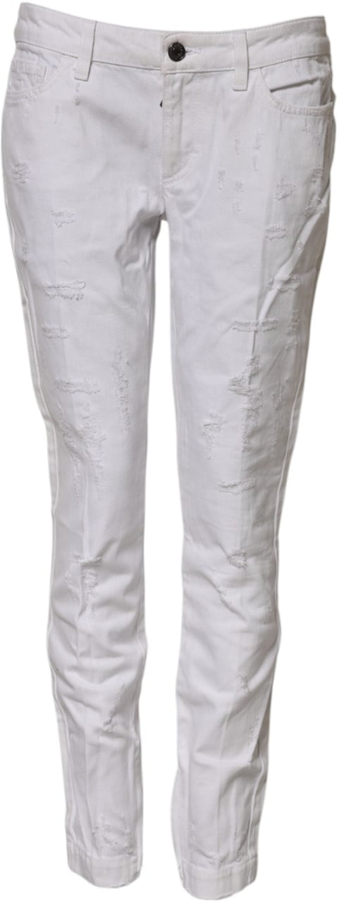 Dolce & Gabbana White Cotton Mid Waisted Women Denim Jeans Wit