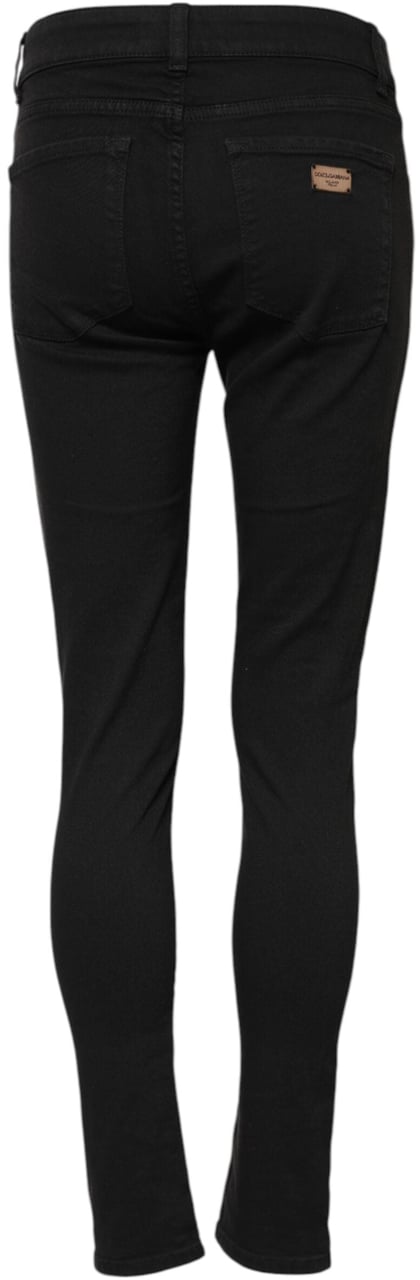 Dolce & Gabbana Black Cotton Skinny Mid Waist Denim Jeans Zwart