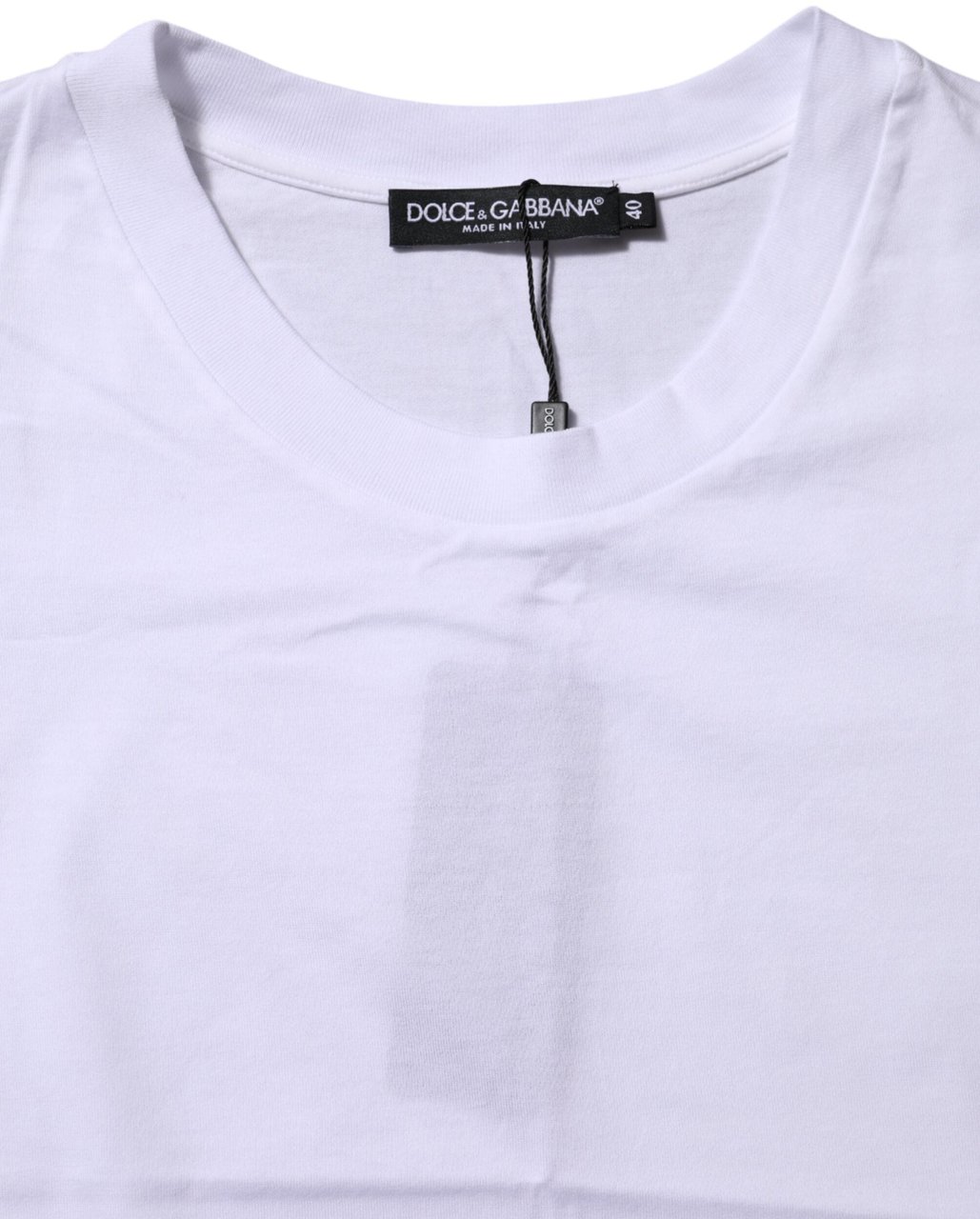 Dolce & Gabbana White Cotton Round Neck Short Sleeves T-shirt Wit