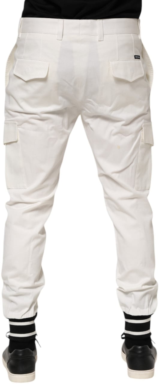 Dolce & Gabbana White Cotton Jogger Cargo Skinny Men Pants Wit
