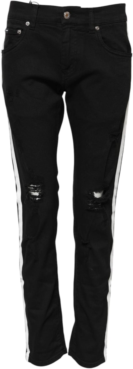 Dolce & Gabbana Black Tattered White Lining Skinny Denim Jeans Divers