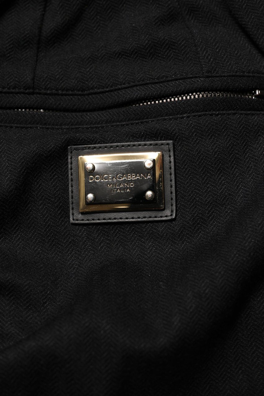 Dolce & Gabbana Black Viscose Skinny Logo Men Jogger Pants Zwart
