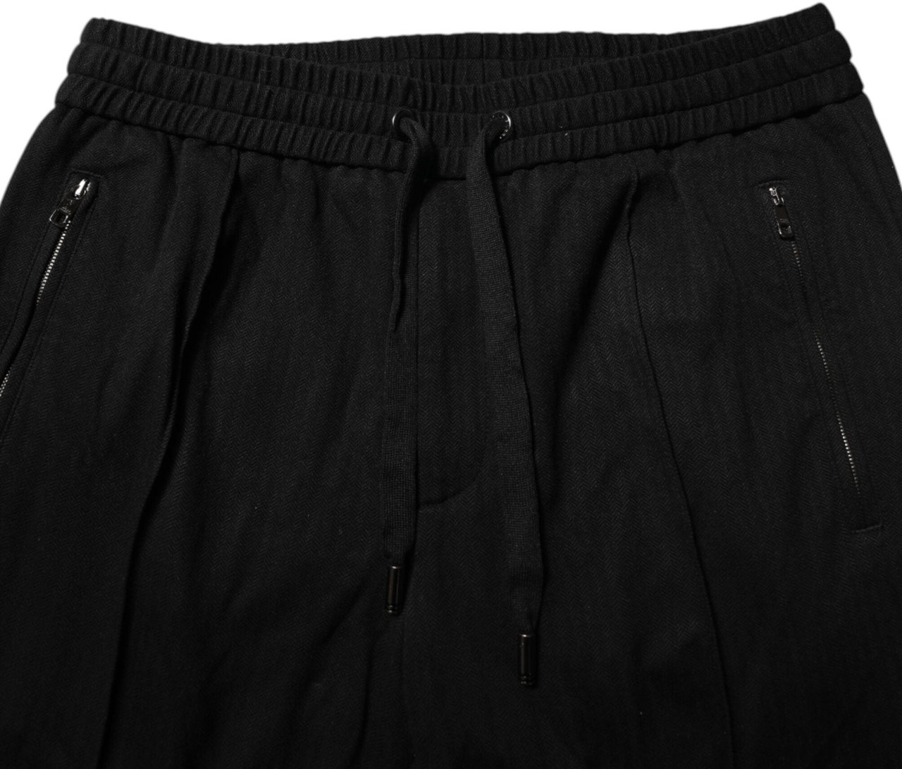 Dolce & Gabbana Black Viscose Skinny Logo Men Jogger Pants Zwart