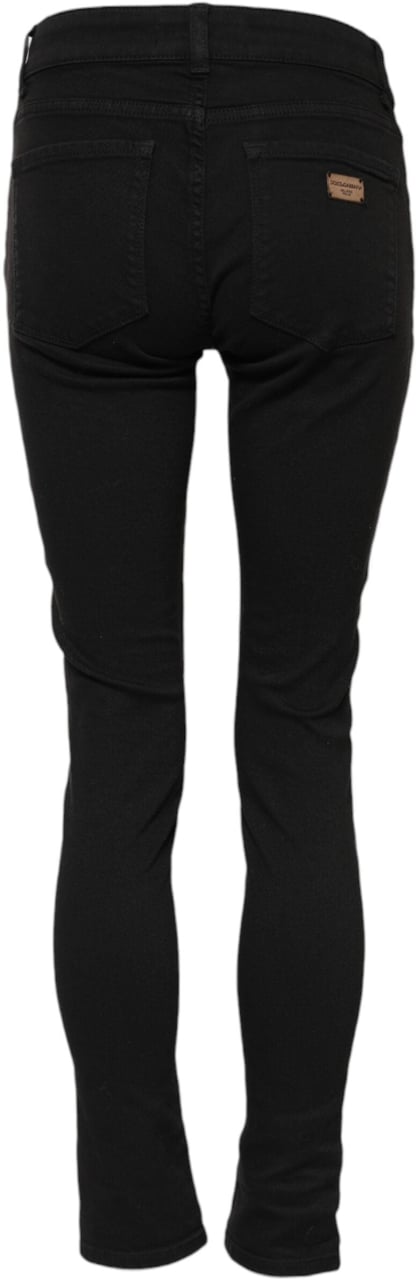 Dolce & Gabbana Black Cotton Skinny Mid Waist Denim Jeans Zwart