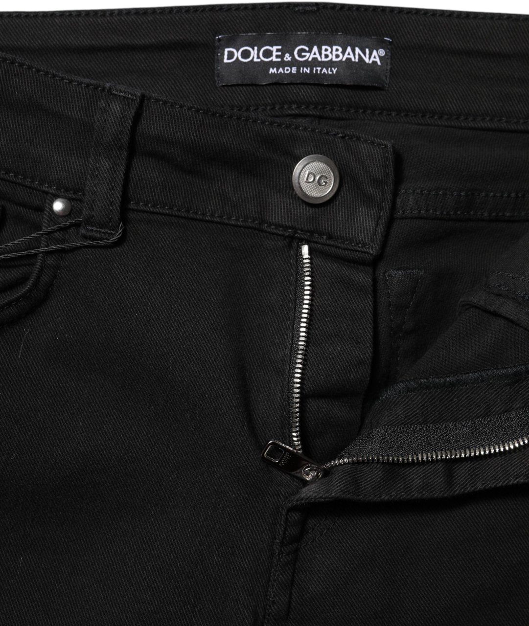 Dolce & Gabbana Black Cotton Skinny Mid Waist Denim Jeans Zwart