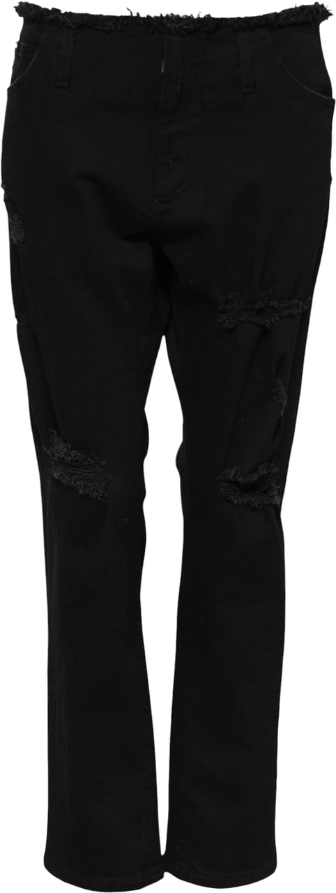 Dolce & Gabbana Black Cotton Mid Waist Flared Denim Jeans Zwart