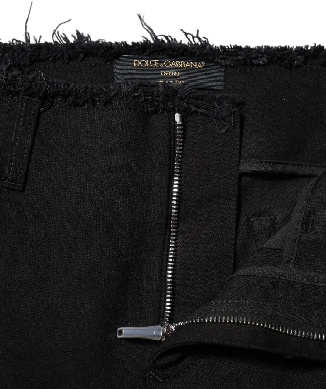 Dolce & Gabbana Black Cotton Mid Waist Flared Denim Jeans Zwart