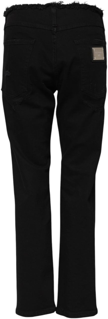 Dolce & Gabbana Black Cotton Mid Waist Flared Denim Jeans Zwart