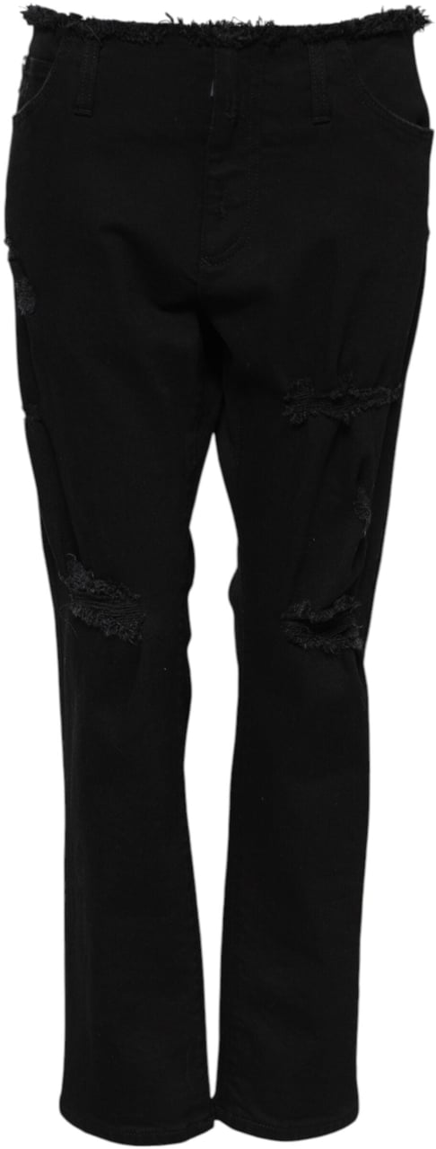 Dolce & Gabbana Black Cotton Mid Waist Flared Denim Jeans Zwart