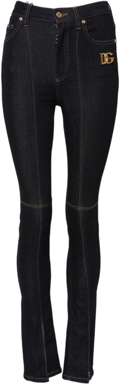 Dolce & Gabbana Blue Cotton High Waist Skinny Denim Jeans Blauw