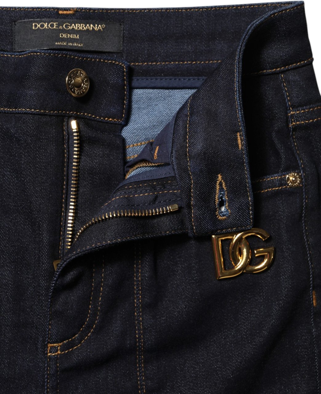 Dolce & Gabbana Blue Cotton High Waist Skinny Denim Jeans Blauw