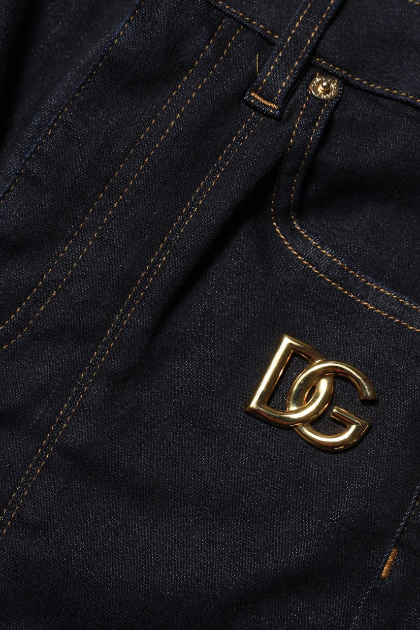 Dolce & Gabbana Blue Cotton High Waist Skinny Denim Jeans Blauw