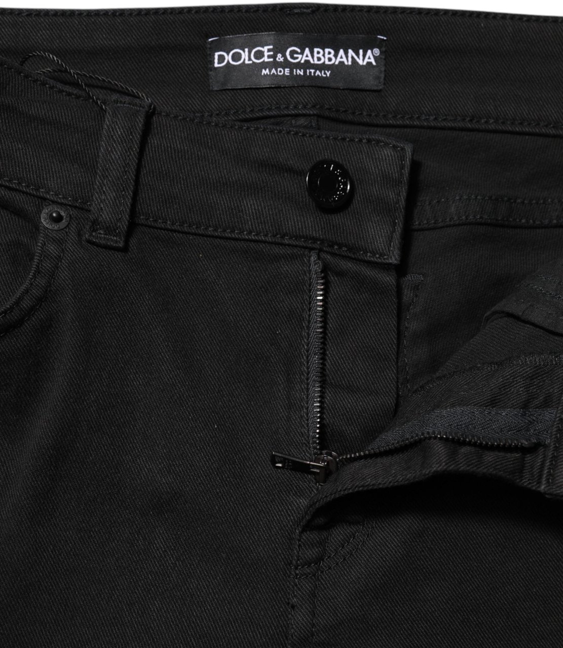 Dolce & Gabbana Black Cotton Skinny Mid Waist Denim Jeans Zwart