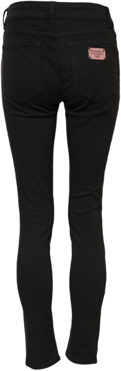 Dolce & Gabbana Black Cotton Skinny Mid Waist Denim Jeans Zwart