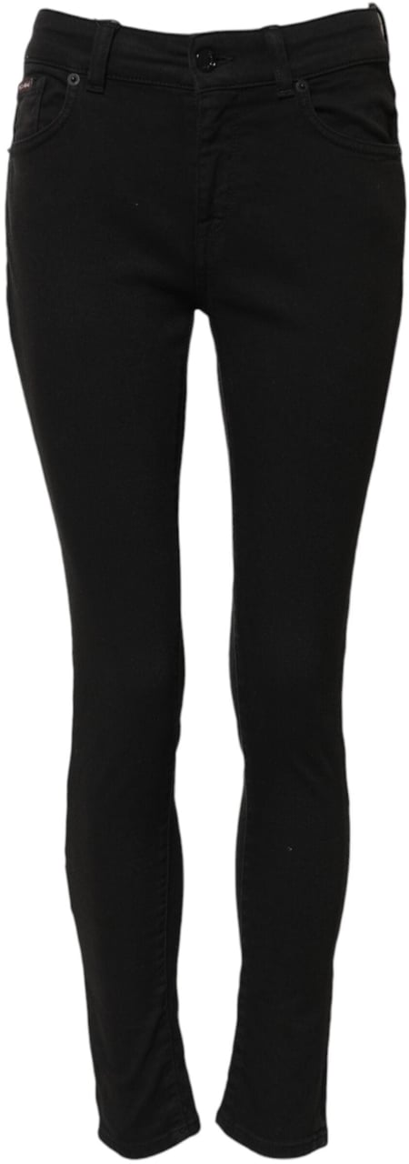 Dolce & Gabbana Black Cotton Skinny Mid Waist Denim Jeans Zwart