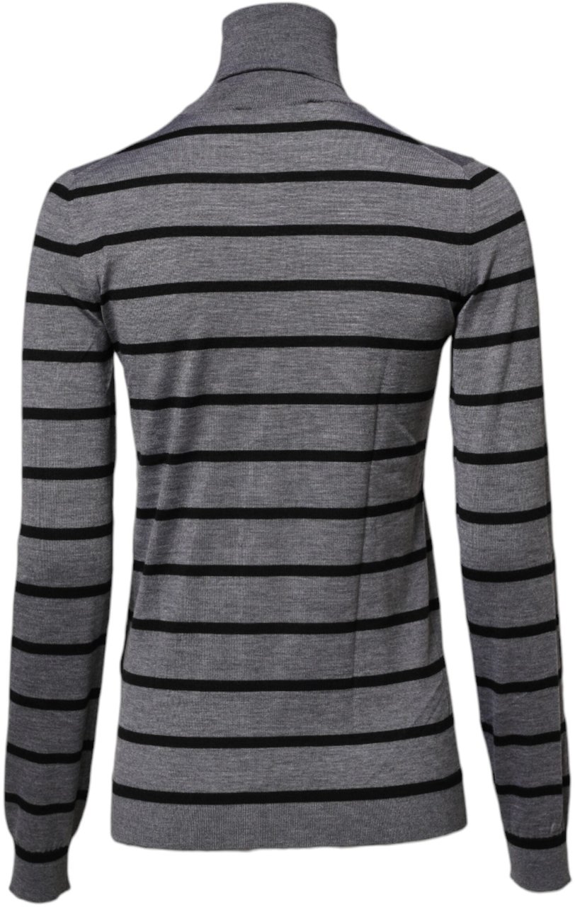 Dolce & Gabbana Gray Floral Embroidery Pullover Sweater Grijs