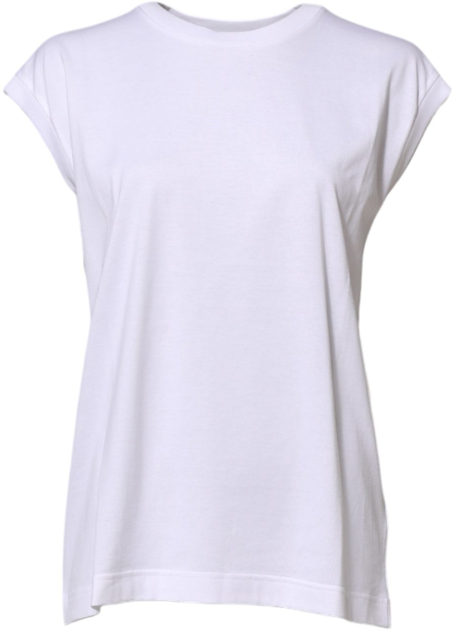 Dolce & Gabbana White Cotton Sleeveless Women Tank T-shirt Wit