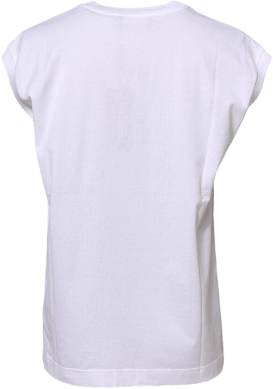 Dolce & Gabbana White Cotton Sleeveless Women Tank T-shirt Wit