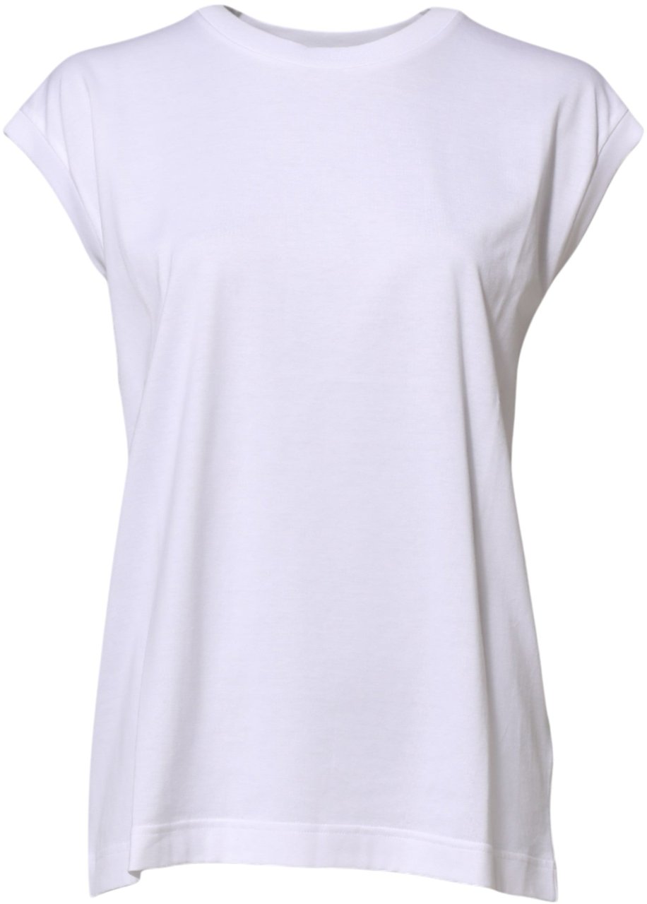 Dolce & Gabbana White Cotton Sleeveless Women Tank T-shirt Wit