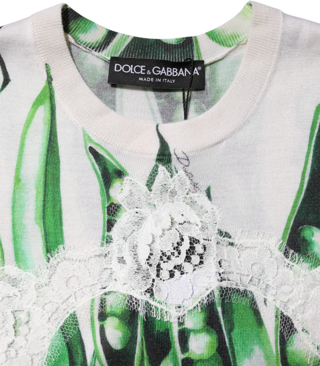 Dolce & Gabbana White Green Pea Print Sleeveless Blouse Top Wit