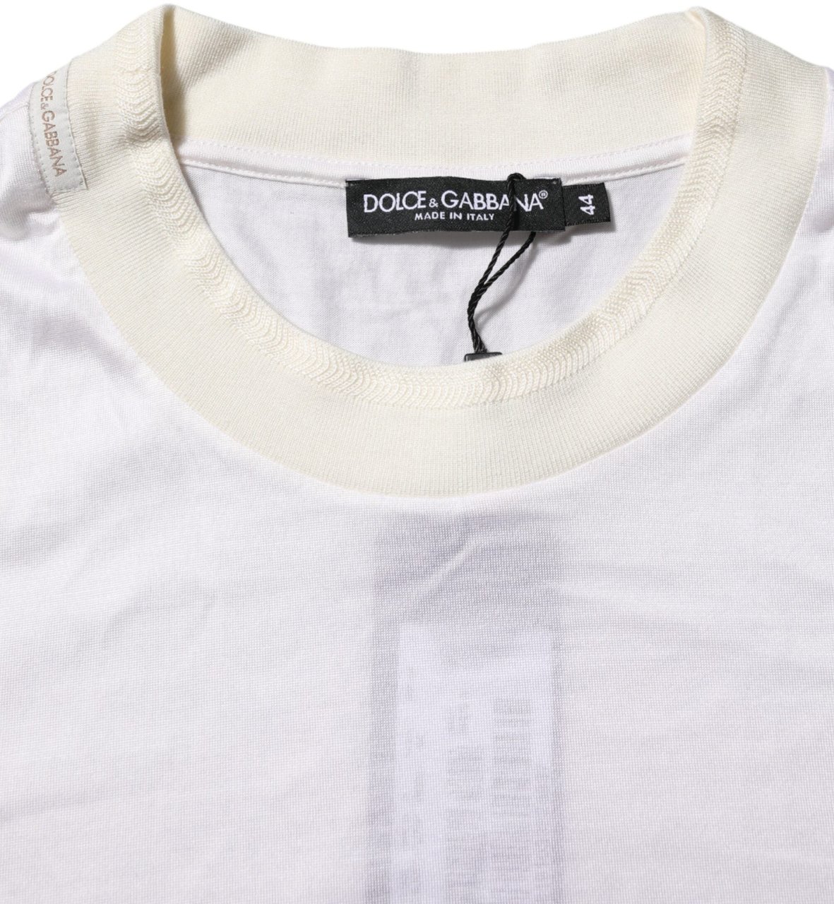 Dolce & Gabbana White Silk Crew Neck Long Sleeves T-shirt Wit