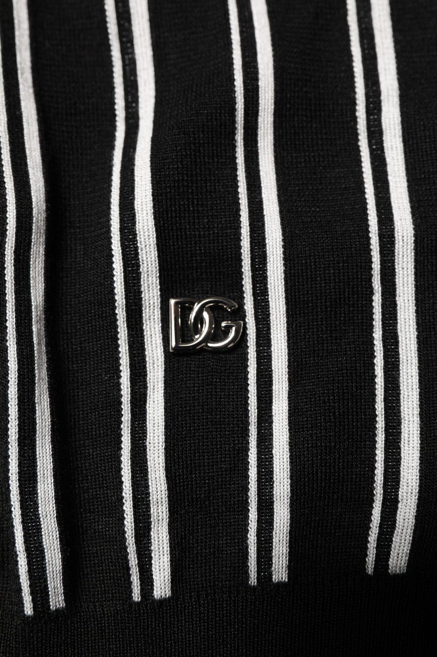 Dolce & Gabbana Black White Stripes Collared Polo T-shirt Divers