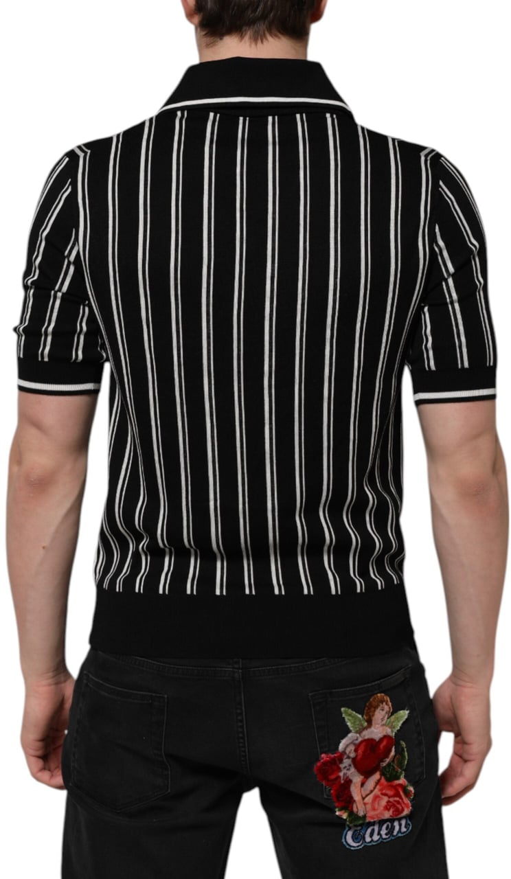 Dolce & Gabbana Black White Stripes Collared Polo T-shirt Divers