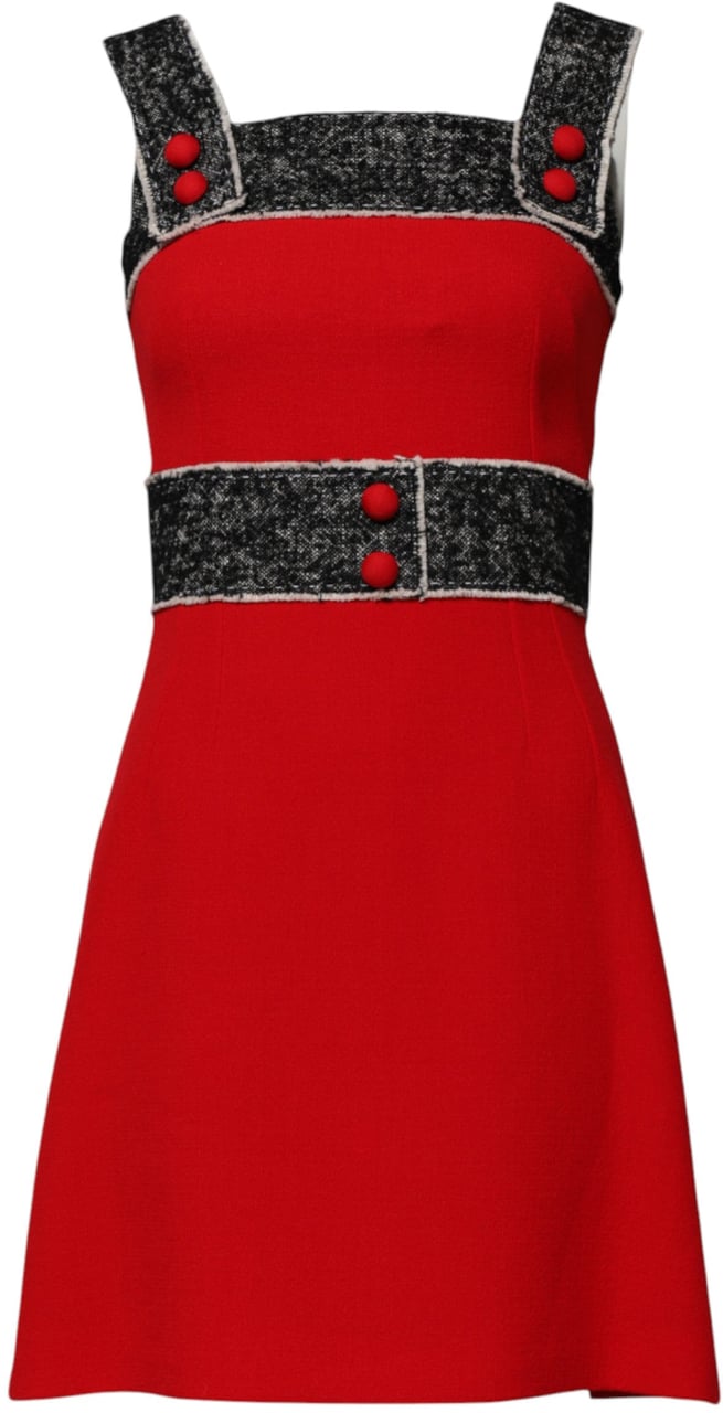 Dolce & Gabbana Red Wool Sleeveless A-line Flared Mini Dress Divers