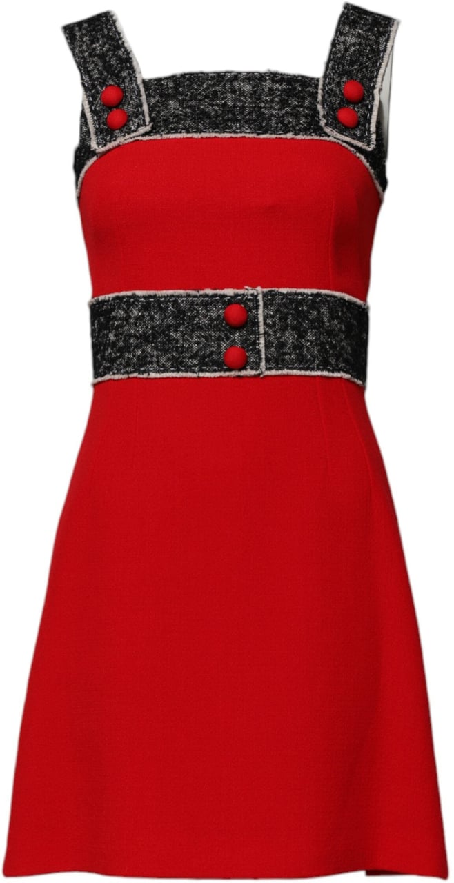 Dolce & Gabbana Red Wool Sleeveless A-line Flared Mini Dress Divers