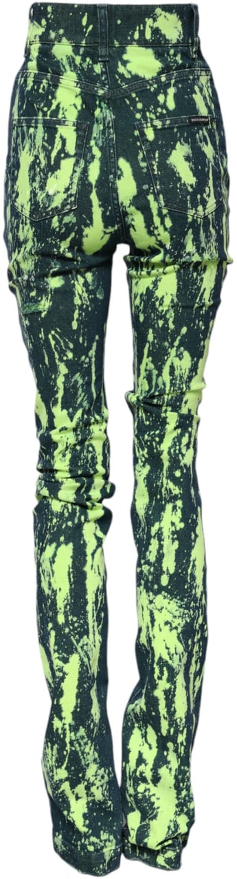 Dolce & Gabbana Green Color Splash High Waist Denim Jeans Groen