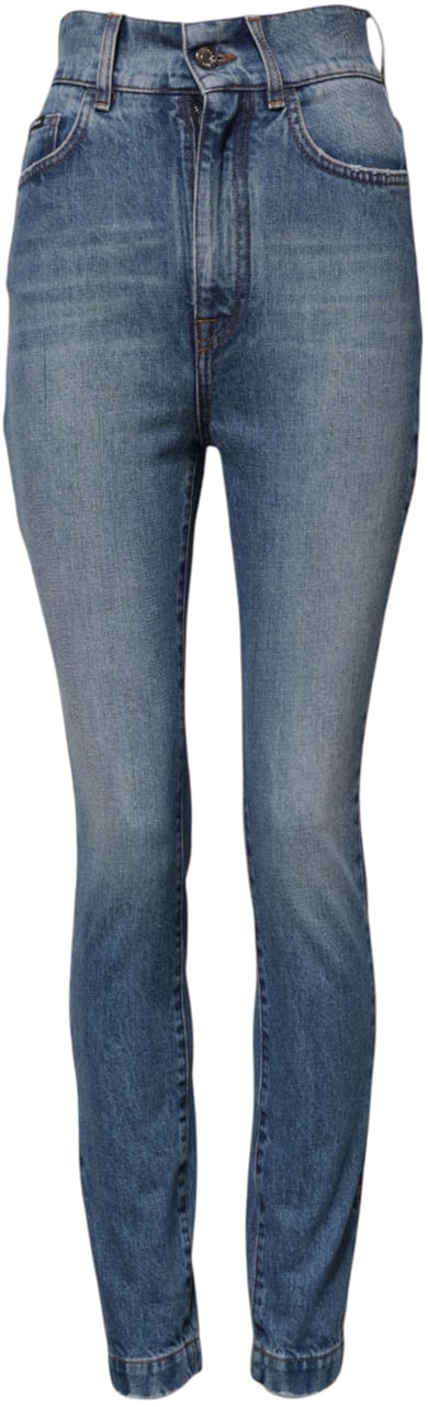 Dolce & Gabbana Blue Washed Skinny High Waist Denim Jeans Lichtblauw