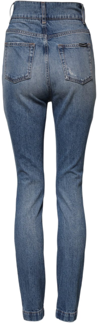 Dolce & Gabbana Blue Washed Skinny High Waist Denim Jeans Lichtblauw