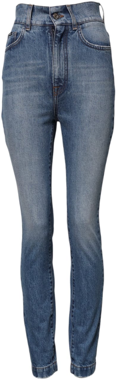 Dolce & Gabbana Blue Washed Skinny High Waist Denim Jeans Lichtblauw