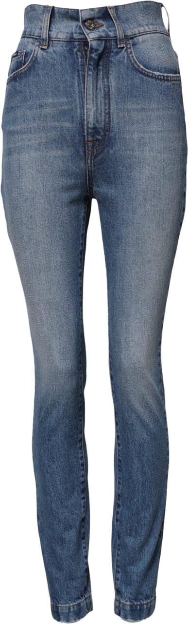 Dolce & Gabbana Blue Washed Skinny High Waist Denim Jeans Lichtblauw