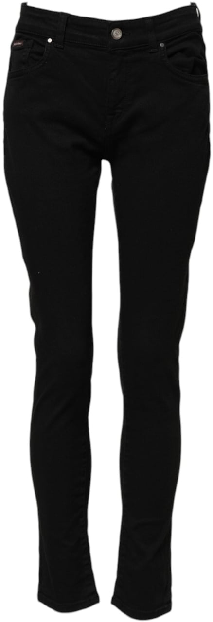 Dolce & Gabbana Black Cotton Logo Skinny Mid Waist Denim Jeans Zwart