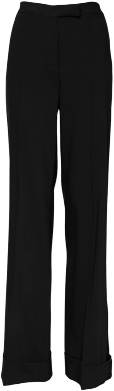 Dolce & Gabbana Black Wool High Waist Flared Pants Zwart