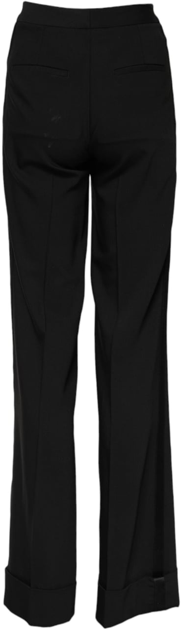 Dolce & Gabbana Black Wool High Waist Flared Pants Zwart