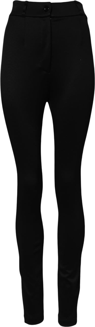 Dolce & Gabbana Black Nylon High Waist Skinny Leggings Pants Zwart