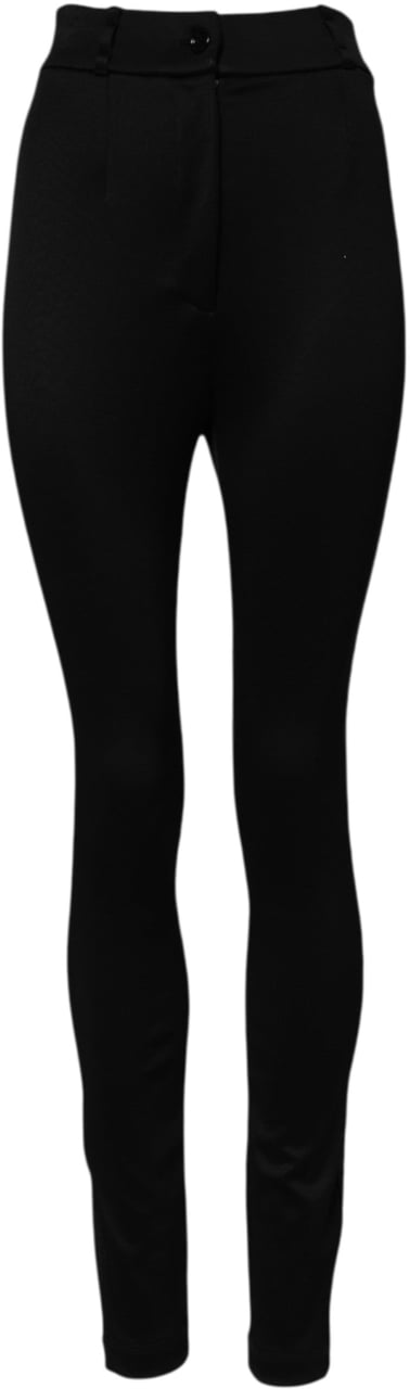Dolce & Gabbana Black Nylon High Waist Skinny Leggings Pants Zwart