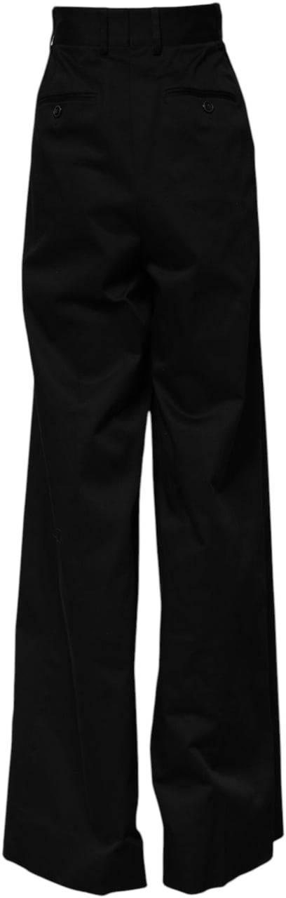Dolce & Gabbana Black Cotton HighWaist Wide Leg Pants Zwart