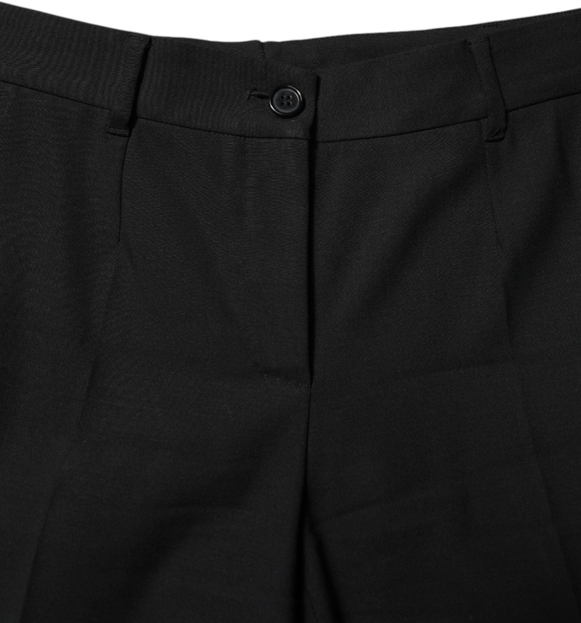 Dolce & Gabbana Black Wool High Waist Tapered Pants Zwart
