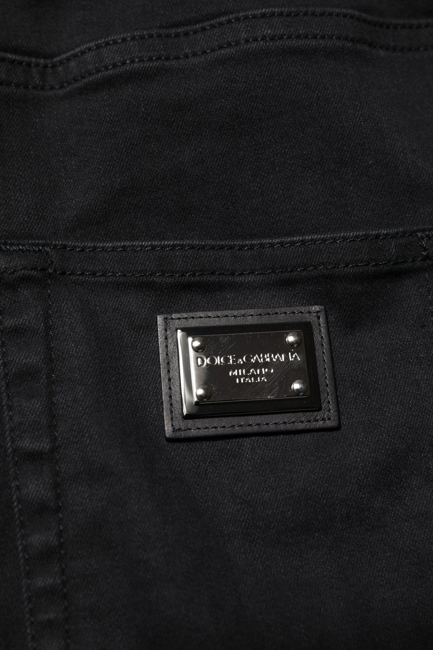Dolce & Gabbana Black Cotton High Waist Skinny Denim Jeans Zwart